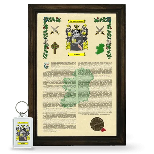 Broady Framed Armorial History and Keychain - Brown