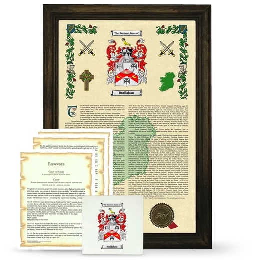 Brallahan Framed Armorial, Symbolism and Large Tile - Brown