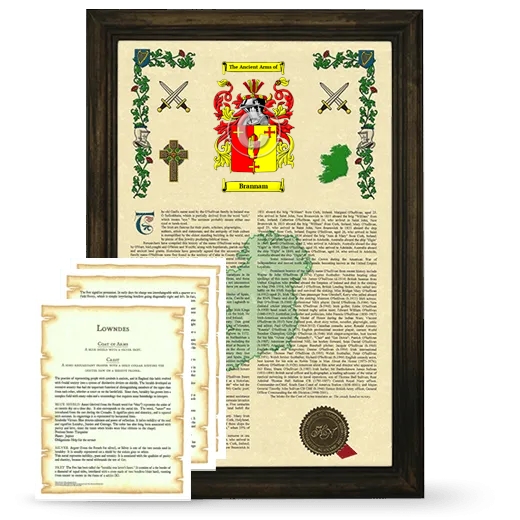 Brannam Framed Armorial History and Symbolism - Brown