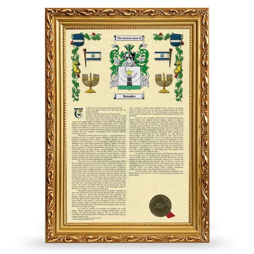 Brandes Armorial History Framed - Gold