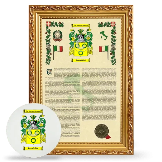 Brandolini Framed Armorial History and Mouse Pad - Gold