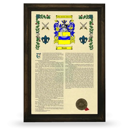 Brazie Armorial History Framed - Brown