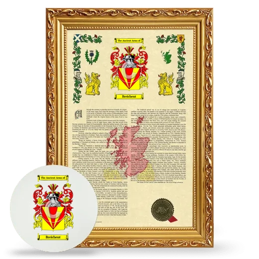 Breichent Framed Armorial History and Mouse Pad - Gold