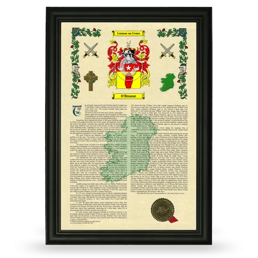 O'Bruane Armorial History Framed - Black