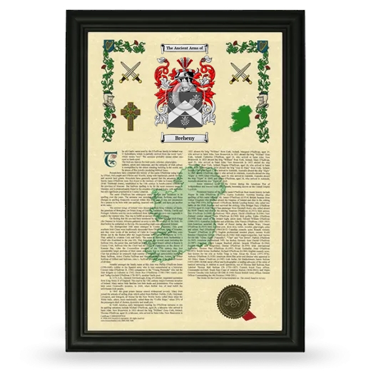 Breheny Armorial History Framed - Black