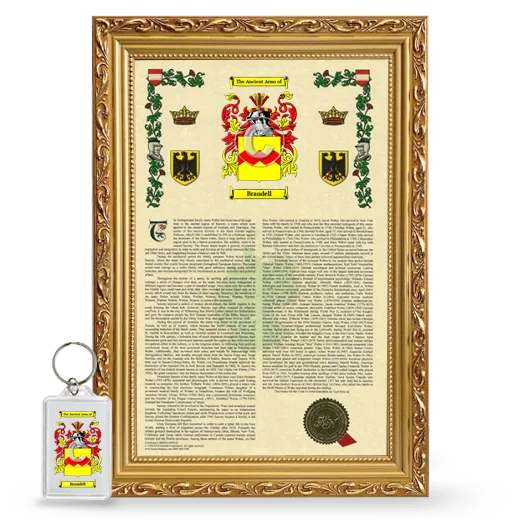 Brandell Framed Armorial History and Keychain - Gold