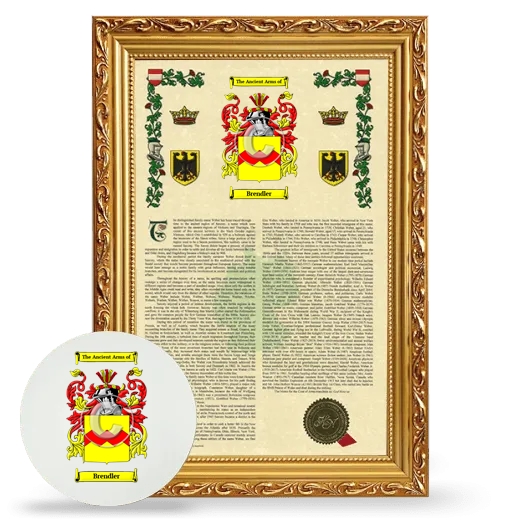 Brendler Framed Armorial History and Mouse Pad - Gold