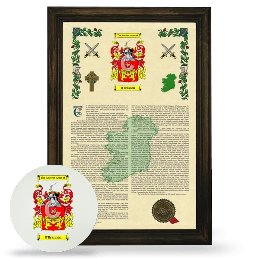 O'Brannen Framed Armorial History and Mouse Pad - Brown