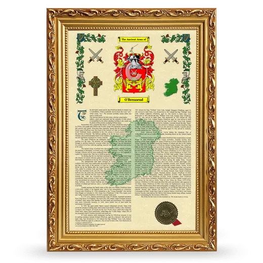 O'Brennend Armorial History Framed - Gold