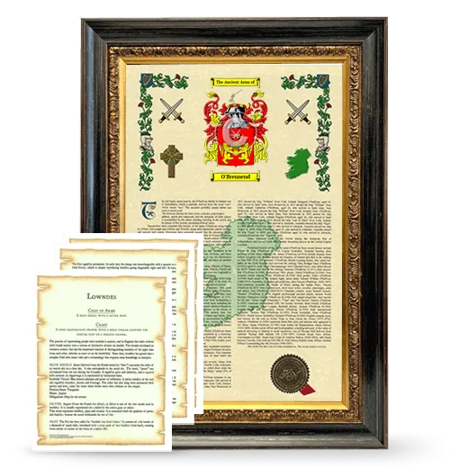 O'Brennend Framed Armorial History and Symbolism - Heirloom