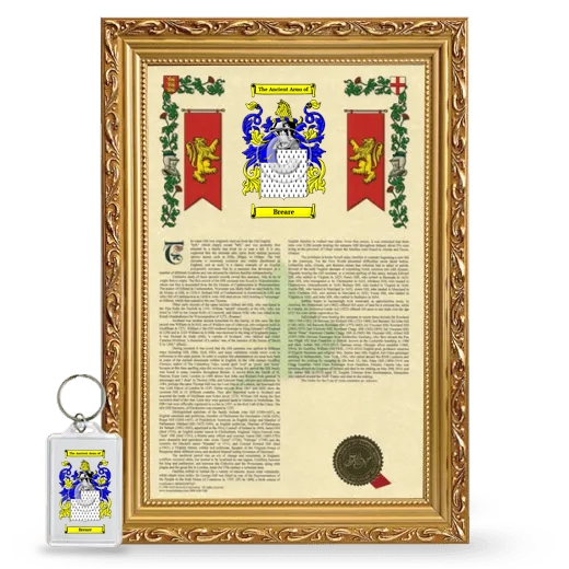 Breare Framed Armorial History and Keychain - Gold