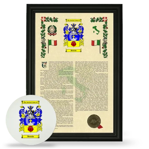 Brescia Framed Armorial History and Mouse Pad - Black