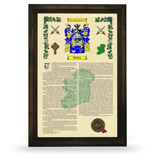 Brislane Armorial History Framed - Brown