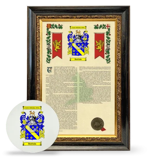 Brattain Framed Armorial History and Mouse Pad - Heirloom