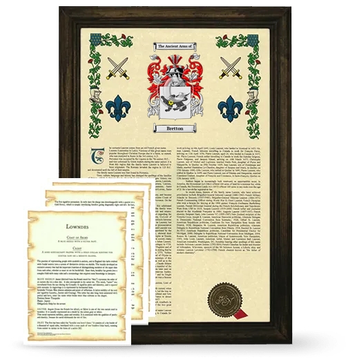 Bretton Framed Armorial History and Symbolism - Brown