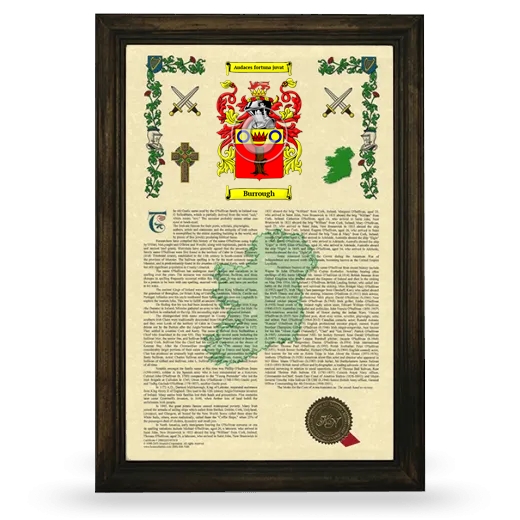 Burrough Armorial History Framed - Brown