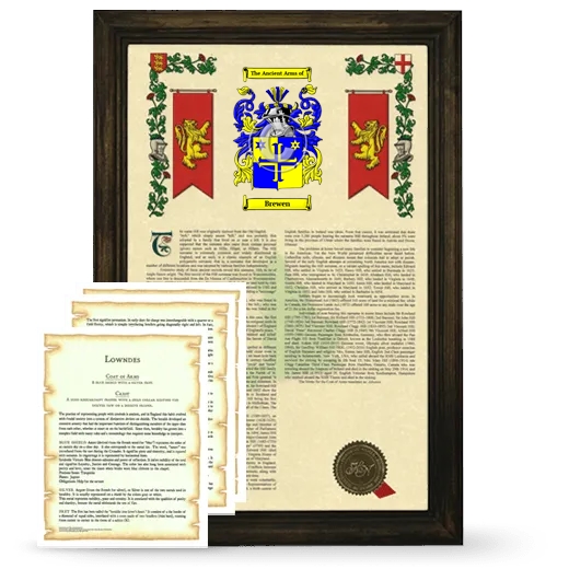 Brewen Framed Armorial History and Symbolism - Brown