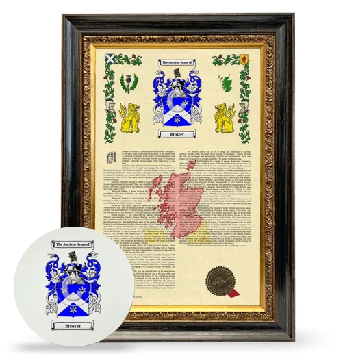 Broster Framed Armorial History and Mouse Pad - Heirloom