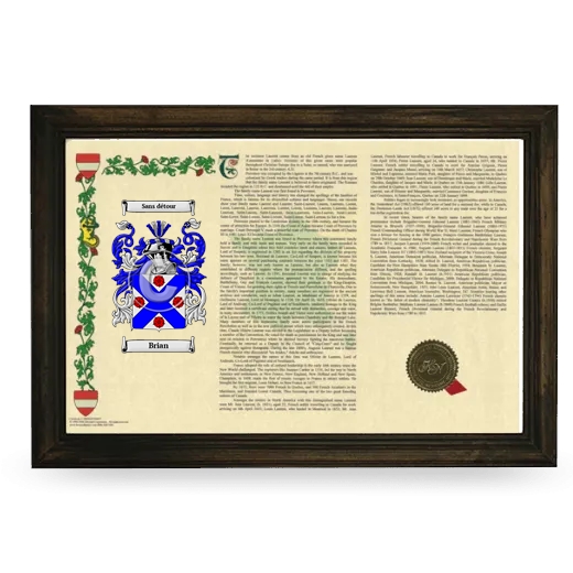 Brian Armorial Landscape Framed - Brown