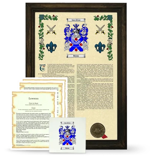 Bryon Framed Armorial, Symbolism and Large Tile - Brown