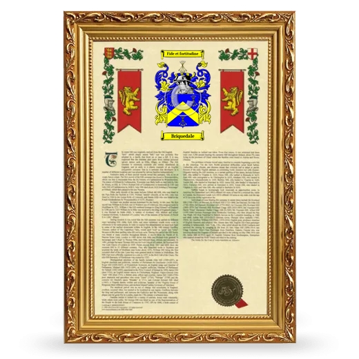 Briquedale Armorial History Framed - Gold