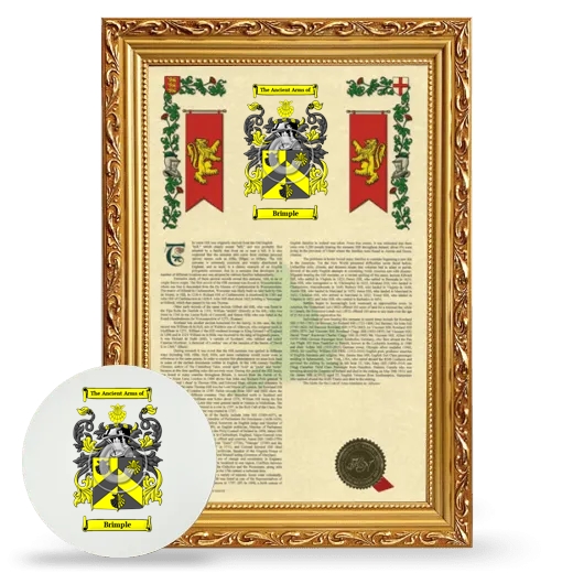 Brimple Framed Armorial History and Mouse Pad - Gold