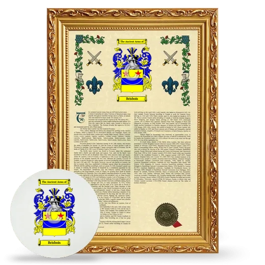 Brisbois Framed Armorial History and Mouse Pad - Gold