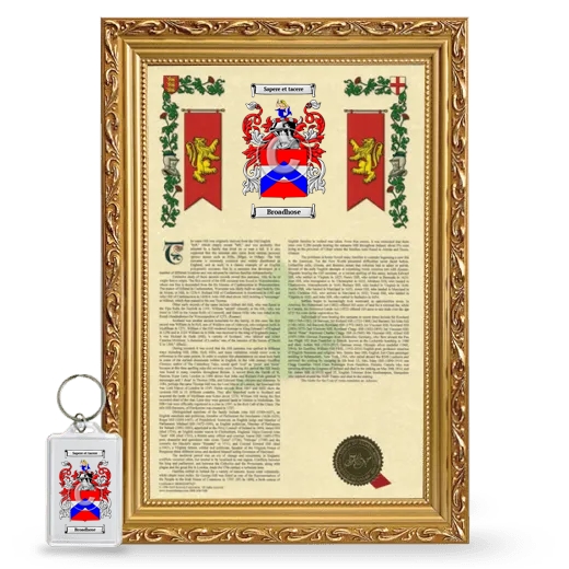 Broadhose Framed Armorial History and Keychain - Gold