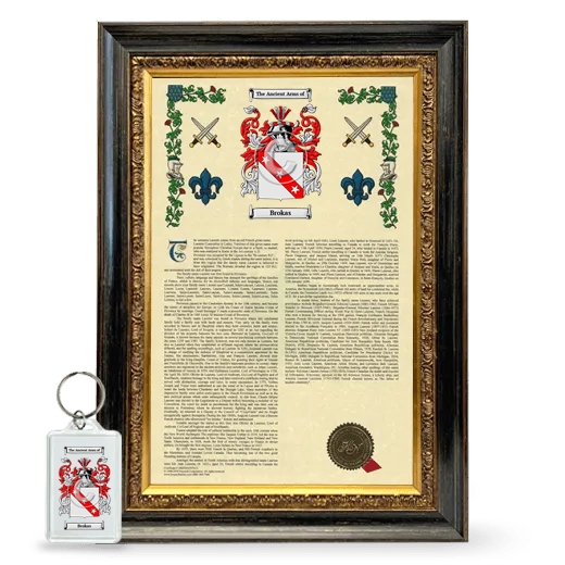 Brokas Framed Armorial History and Keychain - Heirloom