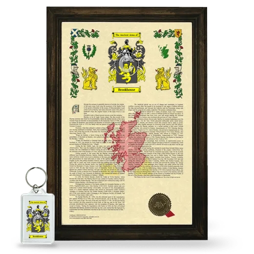 Brookhouse Framed Armorial History and Keychain - Brown