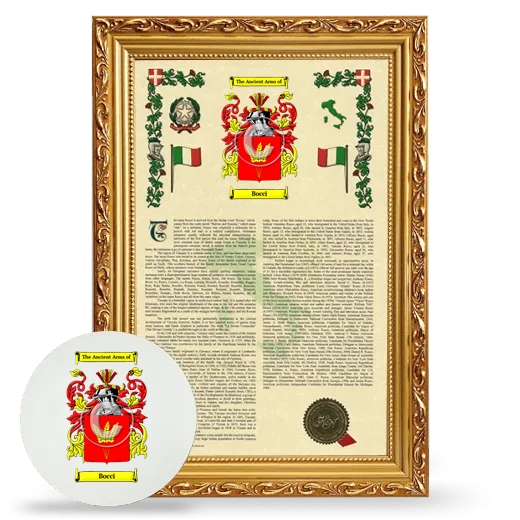 Bocci Framed Armorial History and Mouse Pad - Gold