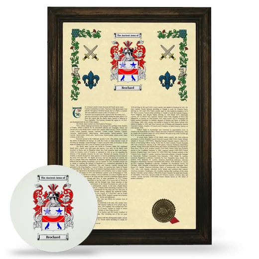 Brochard Framed Armorial History and Mouse Pad - Brown