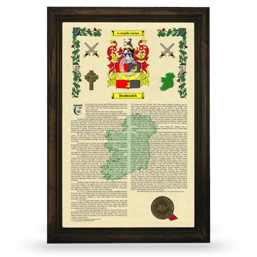 Brodearich Armorial History Framed - Brown