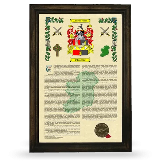 O'Brogeric Armorial History Framed - Brown