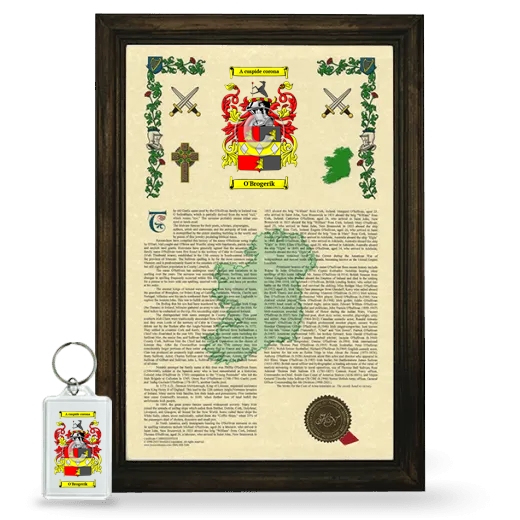 O'Brogerik Framed Armorial History and Keychain - Brown