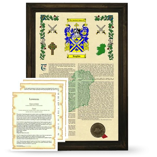 Broghin Framed Armorial History and Symbolism - Brown