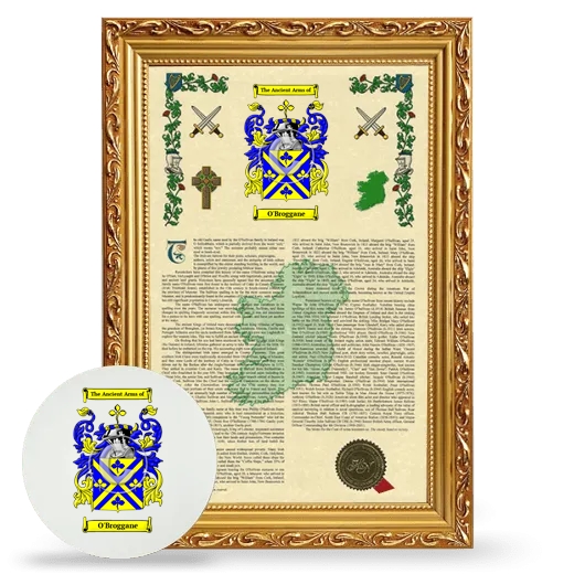 O'Broggane Framed Armorial History and Mouse Pad - Gold