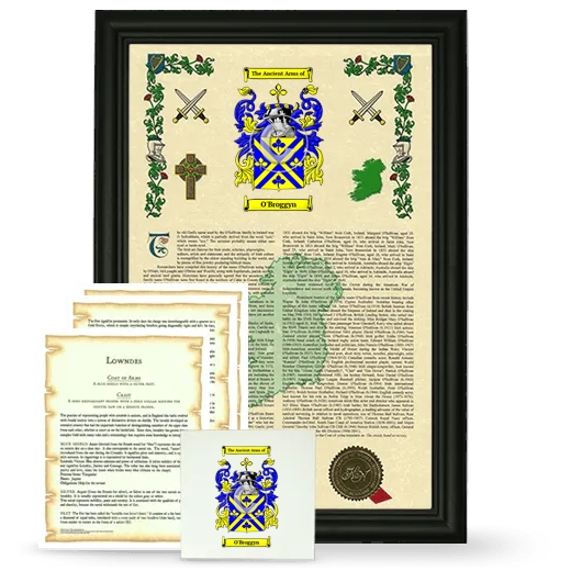 O'Broggyn Framed Armorial, Symbolism and Large Tile - Black