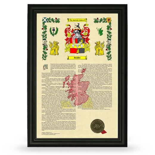 Broder Armorial History Framed - Black