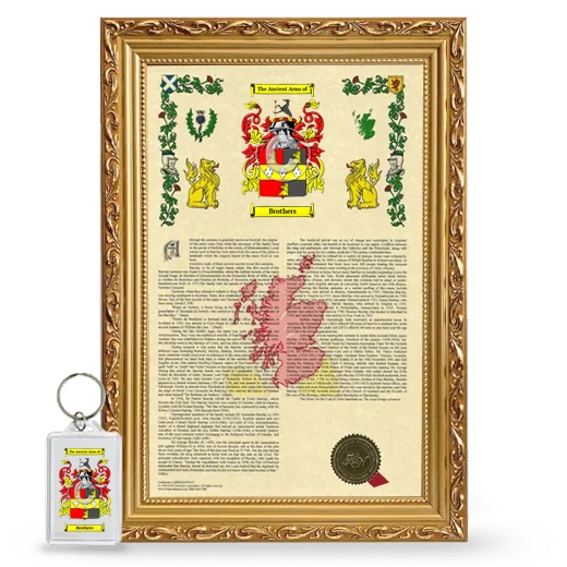 Brothers Framed Armorial History and Keychain - Gold