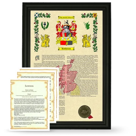 Brotherson Framed Armorial History and Symbolism - Black