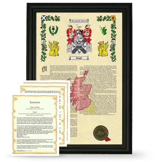 Brugh Framed Armorial History and Symbolism - Black