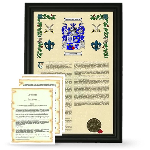 Brossett Framed Armorial History and Symbolism - Black