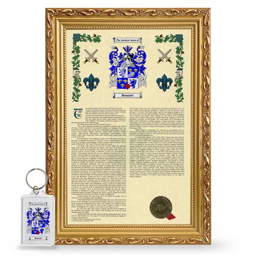 Brossett Framed Armorial History and Keychain - Gold