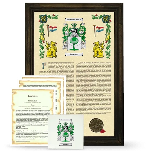 Brouwen Framed Armorial, Symbolism and Large Tile - Brown