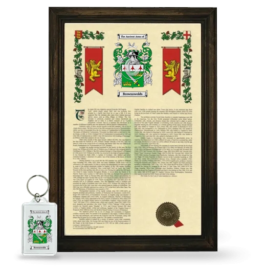 Brownswolds Framed Armorial History and Keychain - Brown