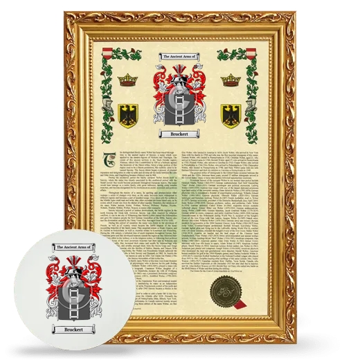 Bruckert Framed Armorial History and Mouse Pad - Gold