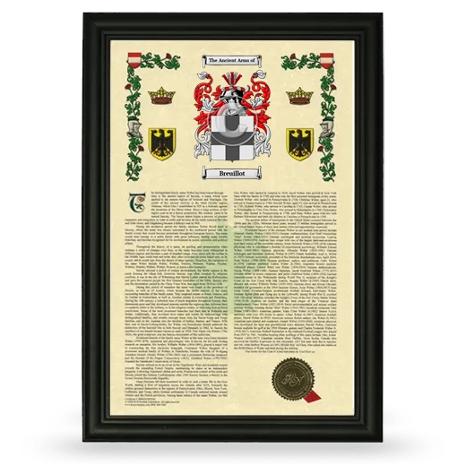 Breuillot Armorial History Framed - Black