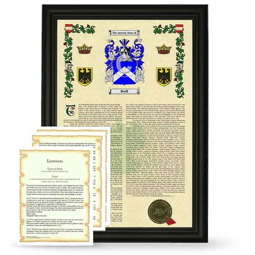 Brull Framed Armorial History and Symbolism - Black