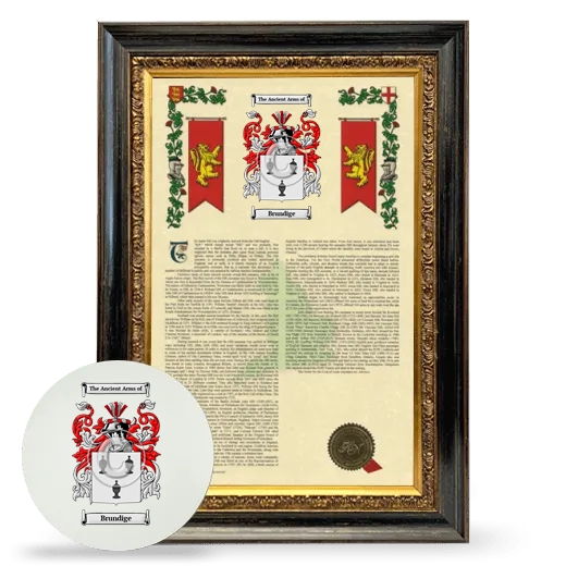 Brundige Framed Armorial History and Mouse Pad - Heirloom